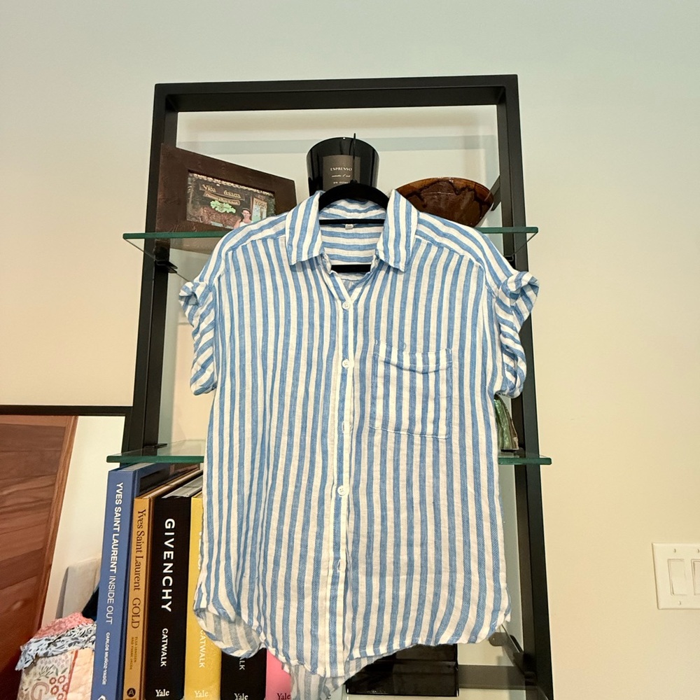 Workshop Republic Clothing Sky Blue and White Striped Shirt S005